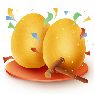 黄金菜单和锤子,免抠元素