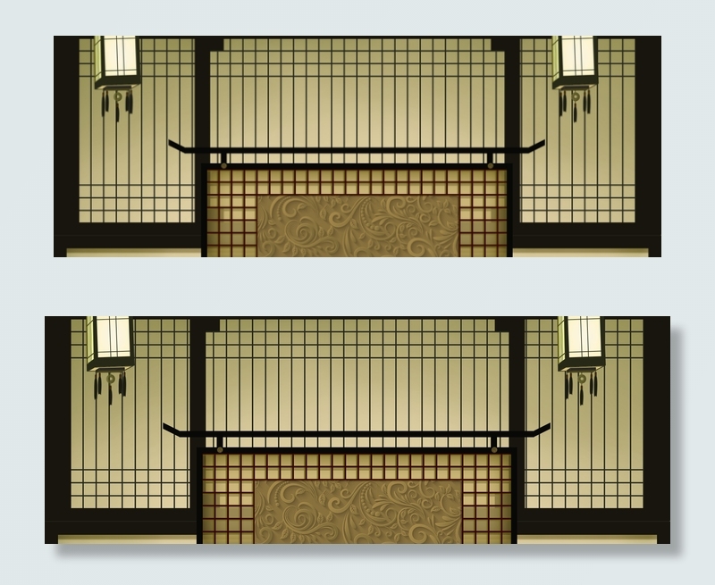中国风复古庭院屏风