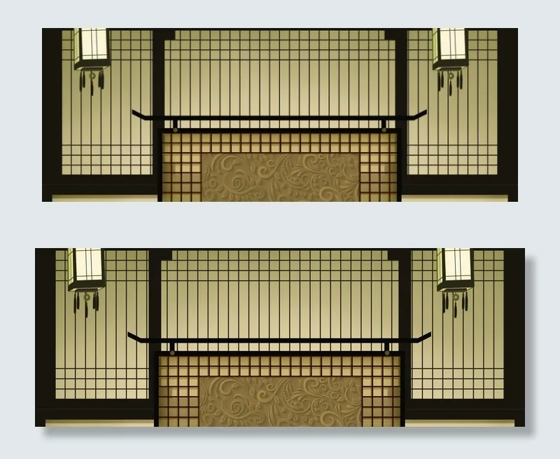 中国风复古庭院屏风(1920*700px 	       )psd模版下载
