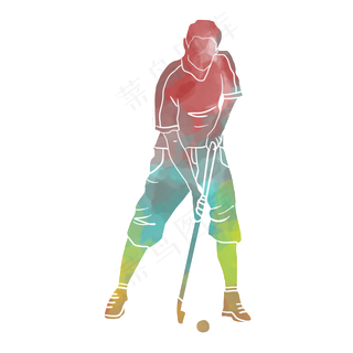 水彩运动高尔夫球素材