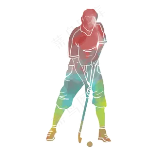 水彩运动高尔夫球素材