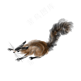 水墨动物活跃的松鼠,免抠元素