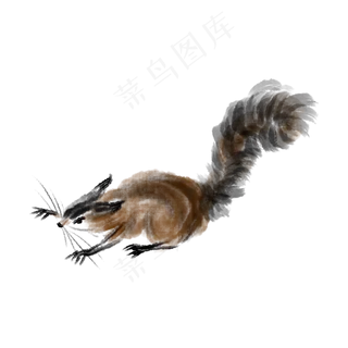 水墨动物活跃的松鼠,免抠元素
