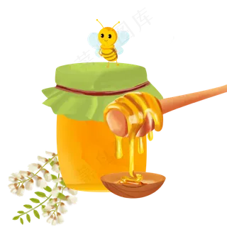 秋季养生蜂蜜和蜜蜂png免扣图片