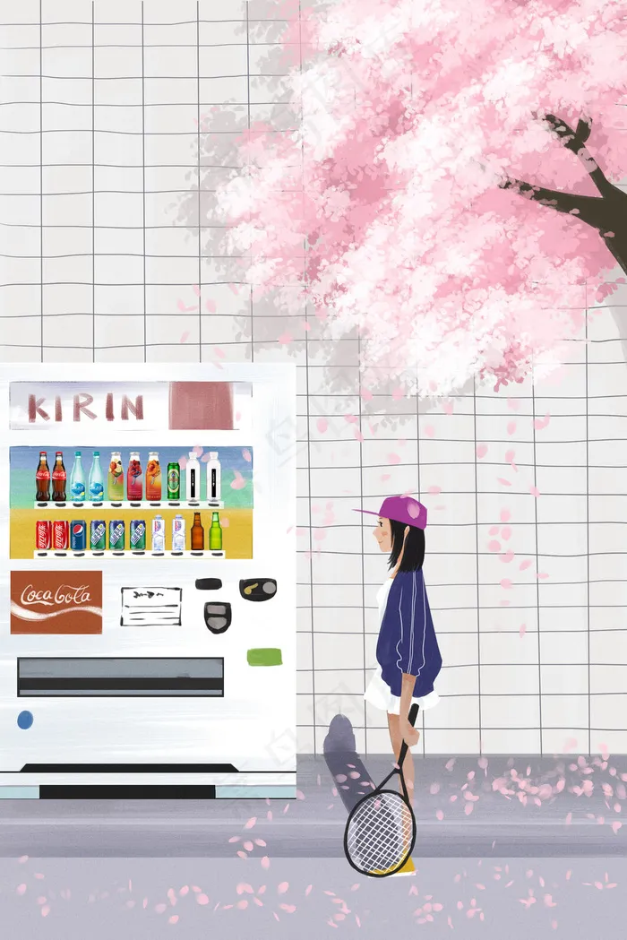 春日樱花运动女孩(3545X5315(DPI:300))psd模版下载