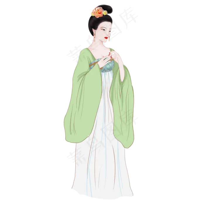 仕女图古风唐朝女子素材(2000X2000(DPI:300))psd模版下载