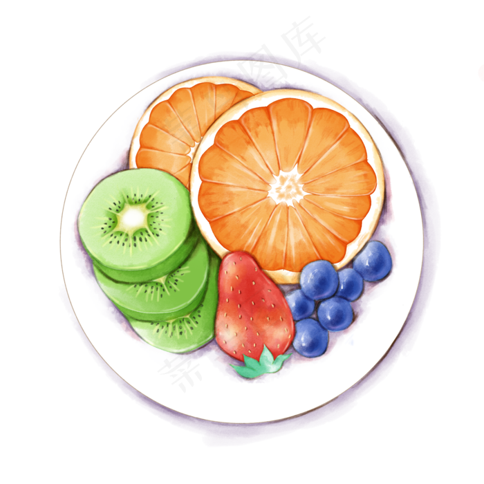 小清新夏日水彩水果盘