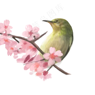 古典中国风花鸟麻雀矢量图,免抠元素