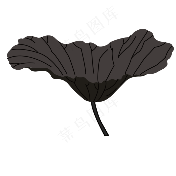 卡通黑色的荷叶免抠图