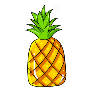 黄色手绘菠萝食物元素