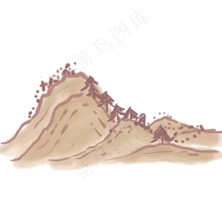 棕色山水水墨画