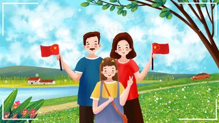 国庆与父母一起旅行拍照温馨场景