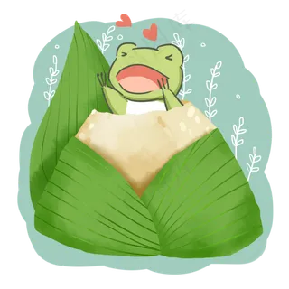 夏季青蛙卡通吃粽子免抠png
