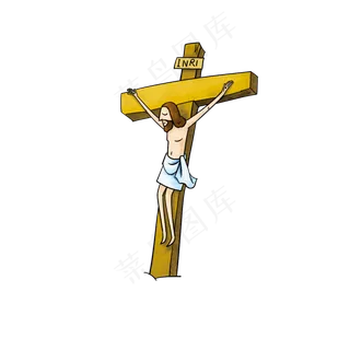 耶稣十字架卡通基督教西方人物,免抠元素