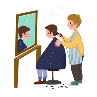 二月二龙抬头理发的男孩,免抠元素