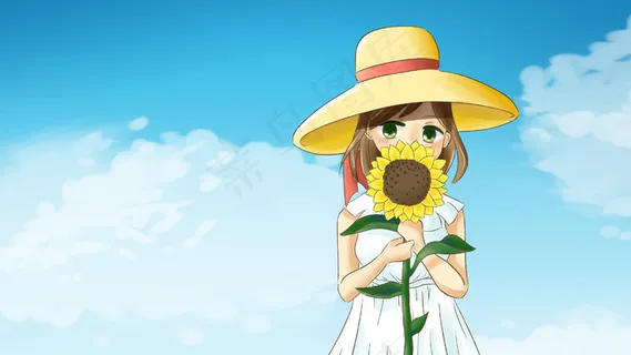 夏天向日葵与少女