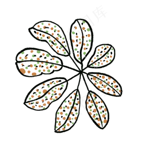 八片叶子创意插图免抠