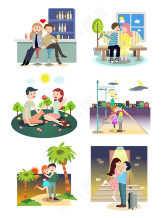 相片情人节甜蜜情侣矢量设计元素