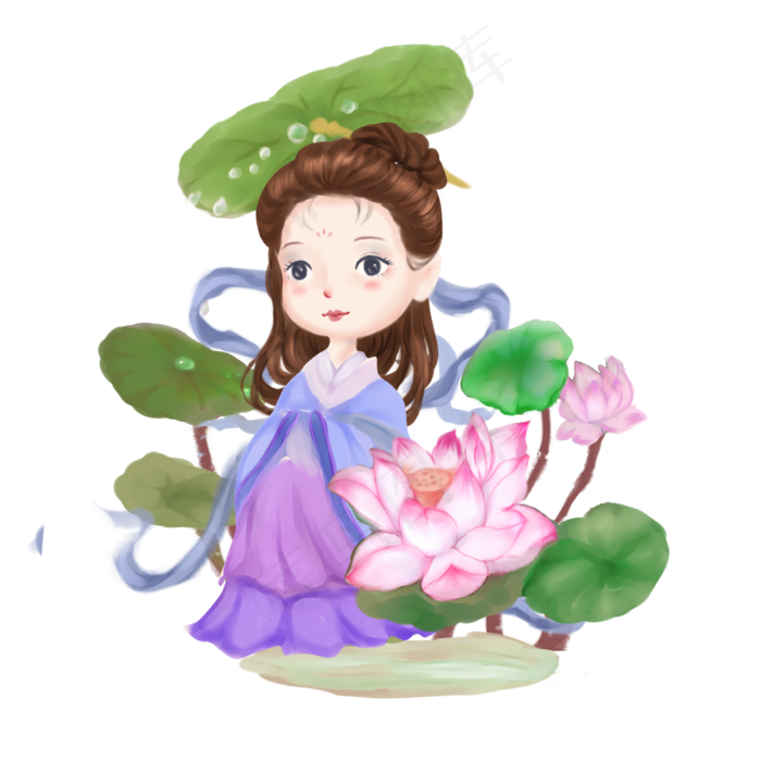 中国风古典荷花姑娘