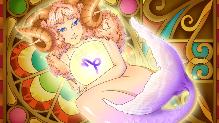 十二星座之摩羯座背景插画