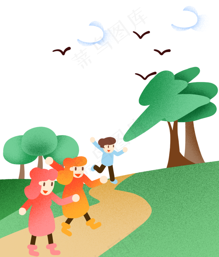 踏青出游春游插画