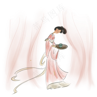 水墨古风仕女,免抠元素