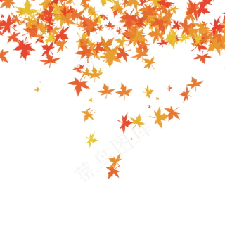 手绘浪漫枫叶立秋节气,免抠元素