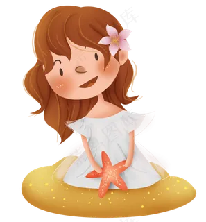 夏天海边度假的女孩