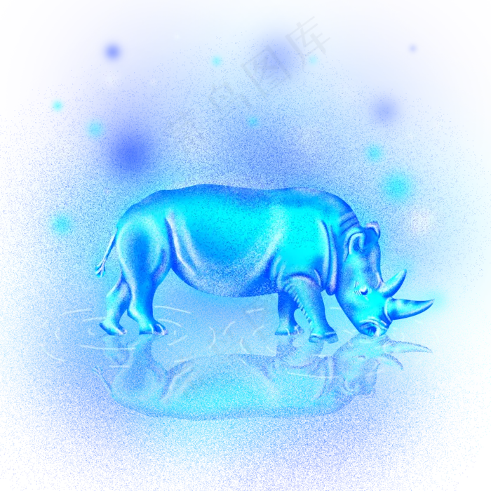 梦幻动物犀牛,免抠元素(2000*2000px 300 dpi )psd模版下载