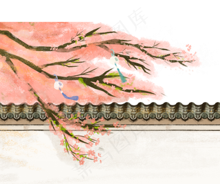 国潮古风桃花三月天