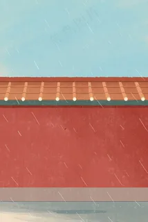 红色的围墙免抠图