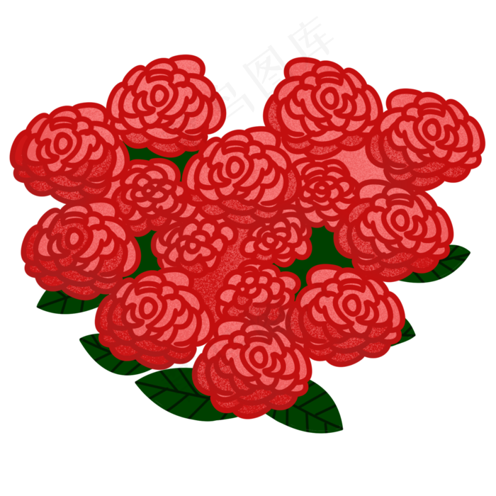 手绘玫瑰花束(2000X2000(DPI:300))psd模版下载