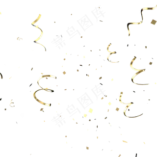 金色丝带漂浮点缀,免抠元素