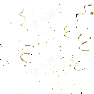 金色丝带漂浮点缀,免抠元素