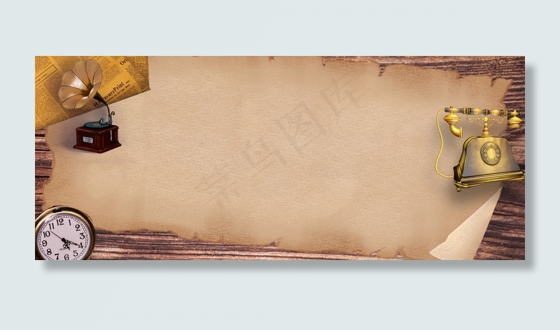简约大气复古羊皮卷欧式背景海报