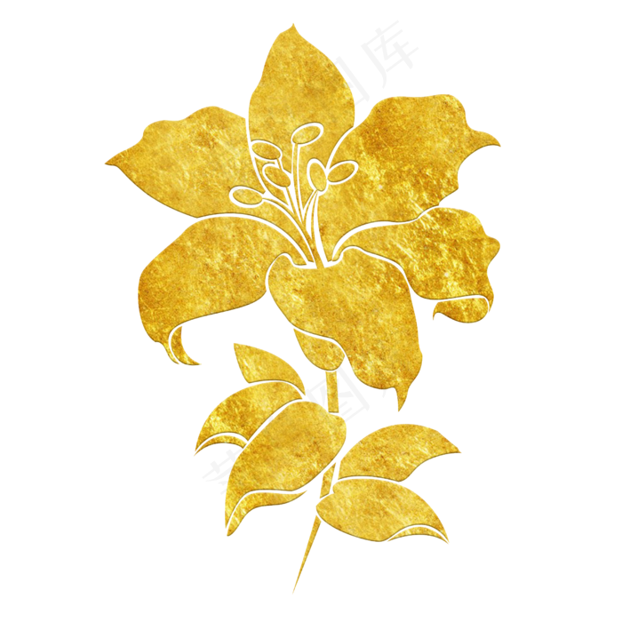 中国风传统烫金鲜花花纹装饰图之,免抠元素(2500X2500(DPI:300))psd模版下载