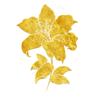 中国风传统烫金鲜花花纹装饰图之,免抠元素