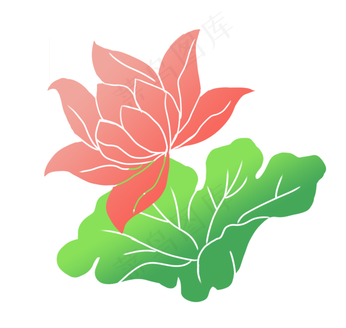 绿植荷花卡通植物(2113X2000(DPI:300))psd模版下载