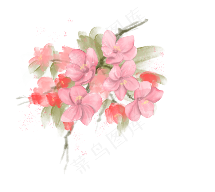 春季粉色海棠花水彩手绘免抠PNG