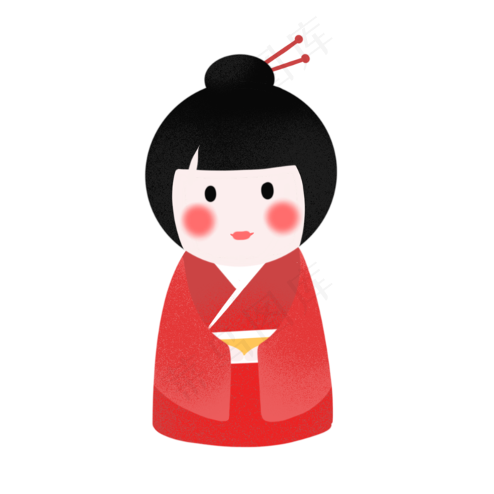 可爱日本传统古典娃娃,免抠元素