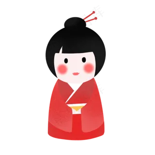 可爱日本传统古典娃娃,免抠元素