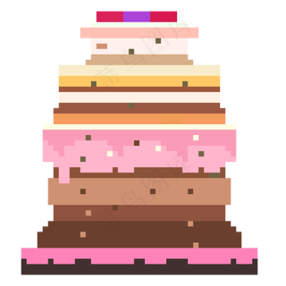 像素风格美味的草莓巧克力蛋糕