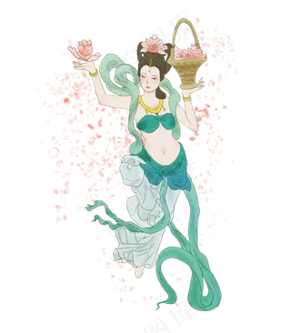 敦煌飞天仙女散花天女,免抠元素
