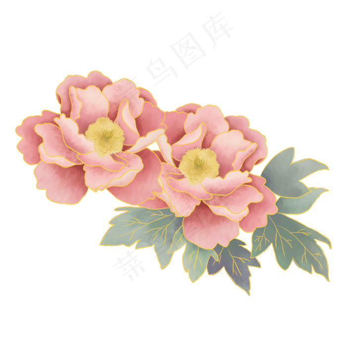 中国风古典手绘牡丹花