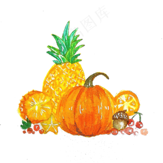 夏日水果黄金菠萝热带PNG