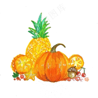 夏日水果黄金菠萝热带PNG