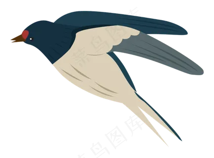 飞舞的燕子手绘插画,免抠元素