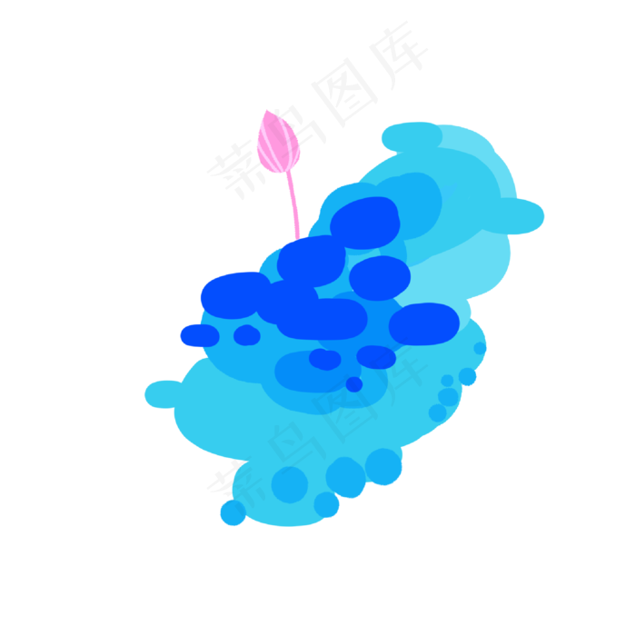 蓝色系清新矢量荷花(2000X2000(DPI:300))psd模版下载