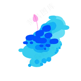 蓝色系清新矢量荷花