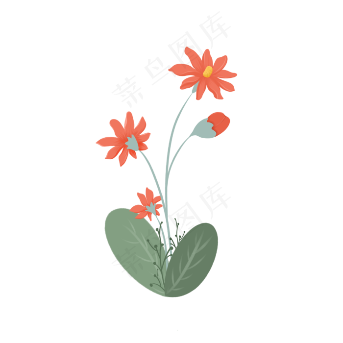 卡通手绘小清新风格花花(3000X3000(DPI:300))psd模版下载